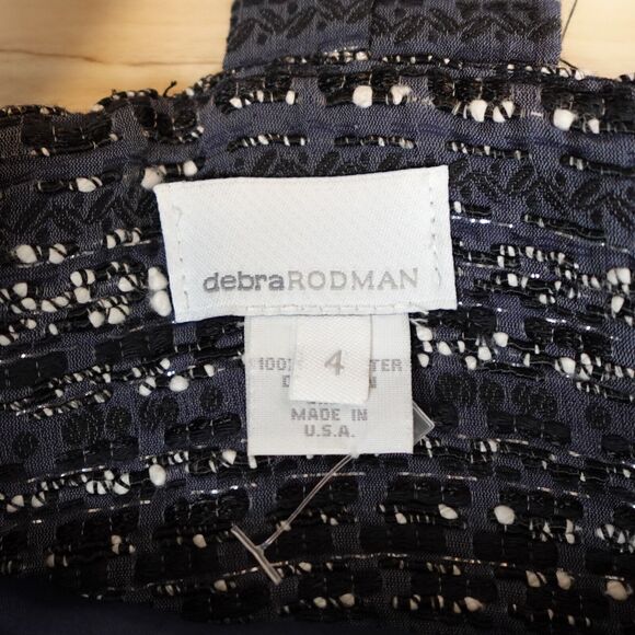 Debra Rodman Women 4 Dress Skater Tweed Grey Black Rhinestone Buttons Y Back - Picture 5 of 9